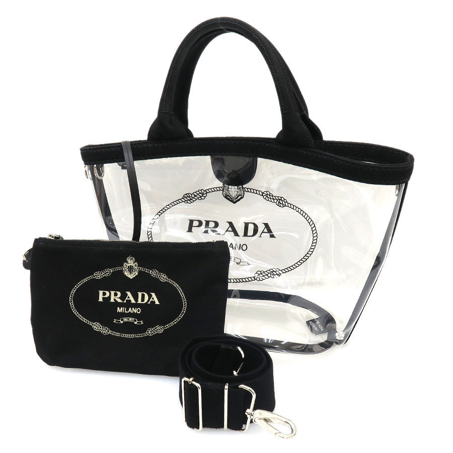 PRADAプレックス カナパ ファブリック 2wayクリアバッグ