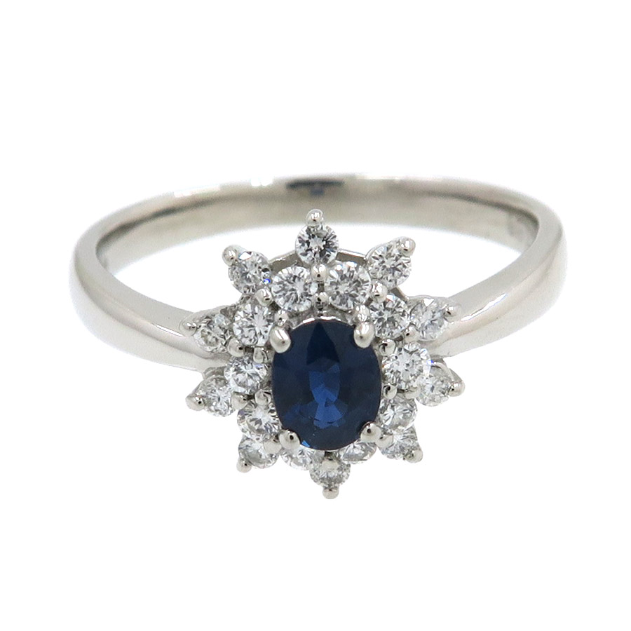 PT900 サファイア ダイヤモンド リング S:1.37ct D:0.68ct 取巻き