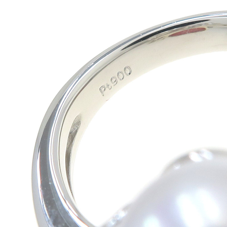 PT900 アコヤ真珠 ダイヤモンドリング 美品】PT900 アコヤ真珠 9.3mm ダイヤモンド リング - メルカリ