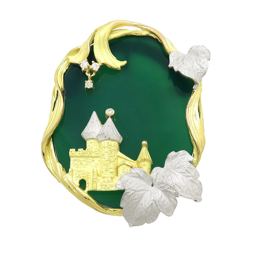 グリーンカルセドニーダイヤブローチ/アズタイム