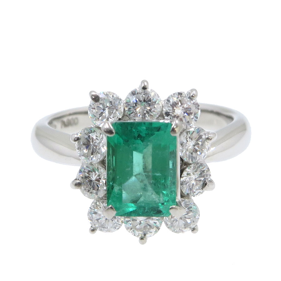 Pt900エメラルドダイヤリング