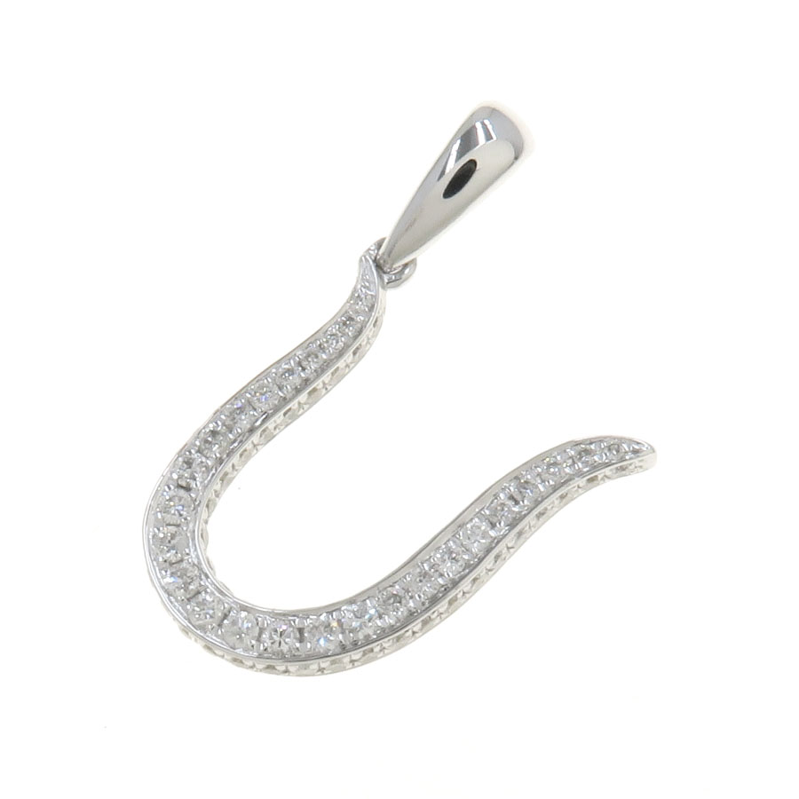 K18WGイニシャルダイヤペンンダントトップ/U