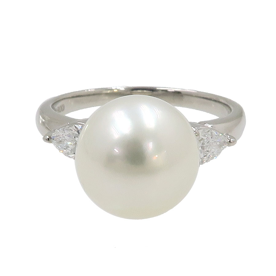 Pt900パールダイヤリング/シロチョウ