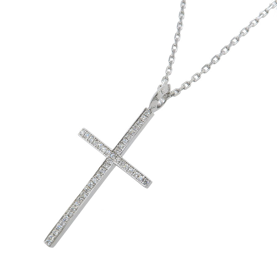 フラットクロスダイヤネックレス/M