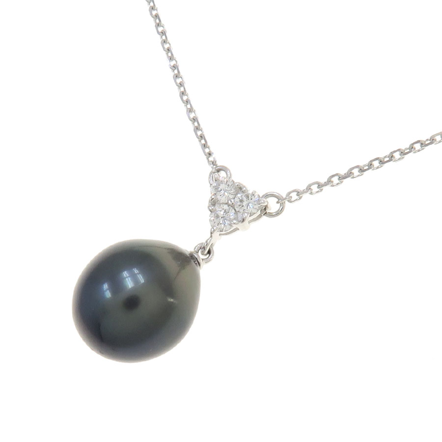 パールダイヤネックレス/黒蝶