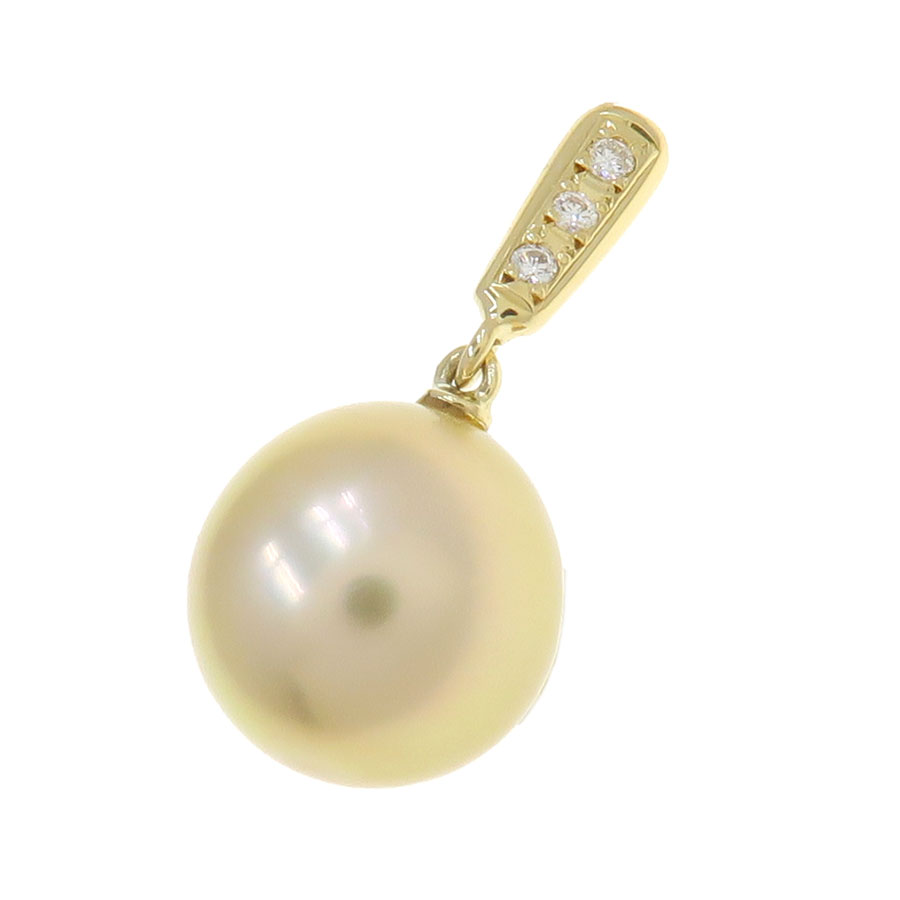 K18パールダイヤペンダント/シロチョウ