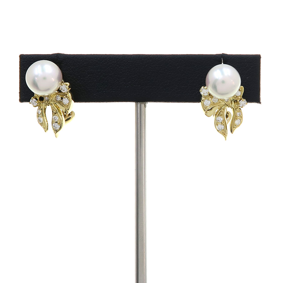 パールダイヤイヤリング/アコヤ