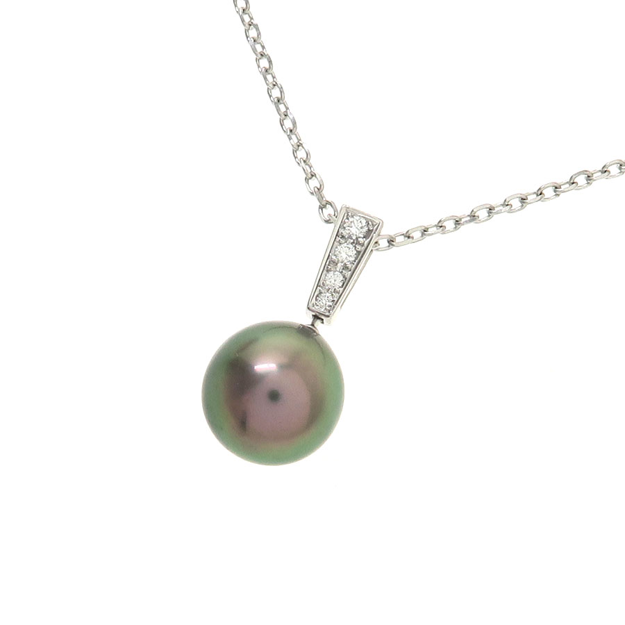 パールダイヤネックレス/黒蝶