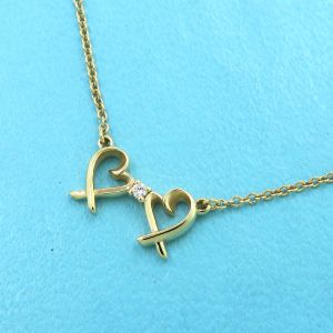 ダブルラビングハートネックレス/1Pダイヤ