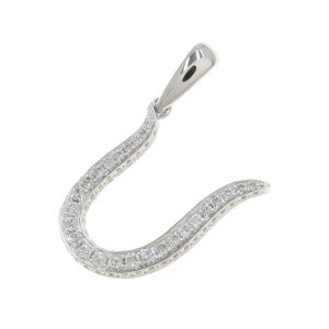 K18WGイニシャルダイヤペンンダントトップ/U