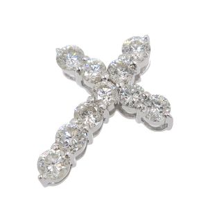 K18WGダイヤクロスペンダントトップ