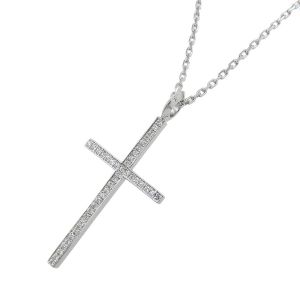 フラットクロスダイヤネックレス/M