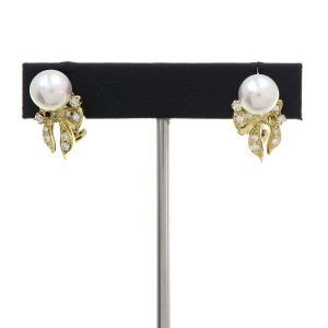 パールダイヤイヤリング/アコヤ