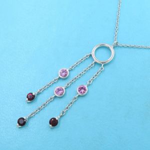 スウィングドロップネックレス/ガーネット＆ピンクサファイア