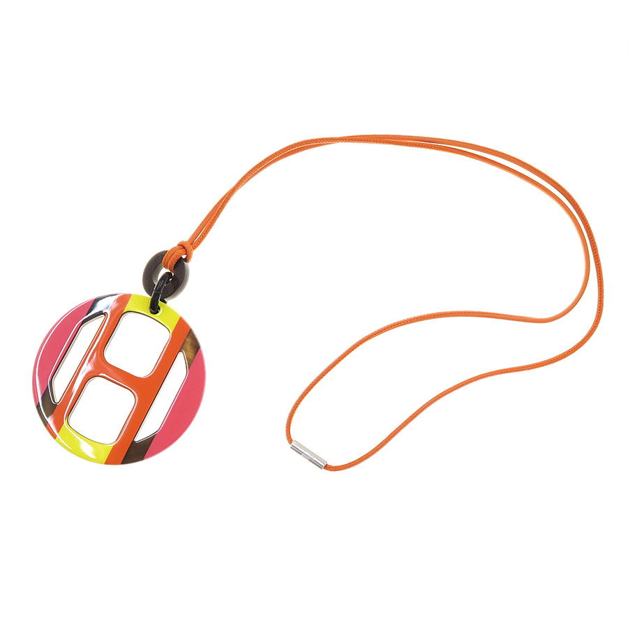 HERMES エルメス ネックレス Hエキップ ペンダント ソンジュ バッファローホーン シルバー金具 新品