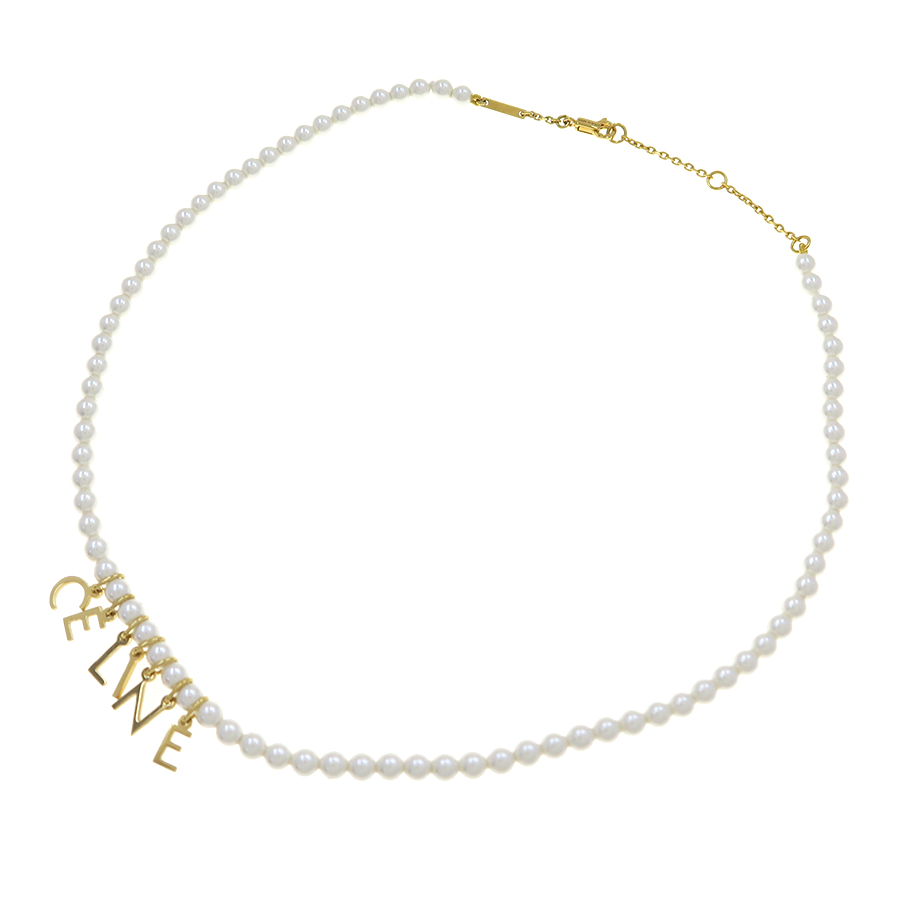 CELINE PARIS パールネックレス/ガラス