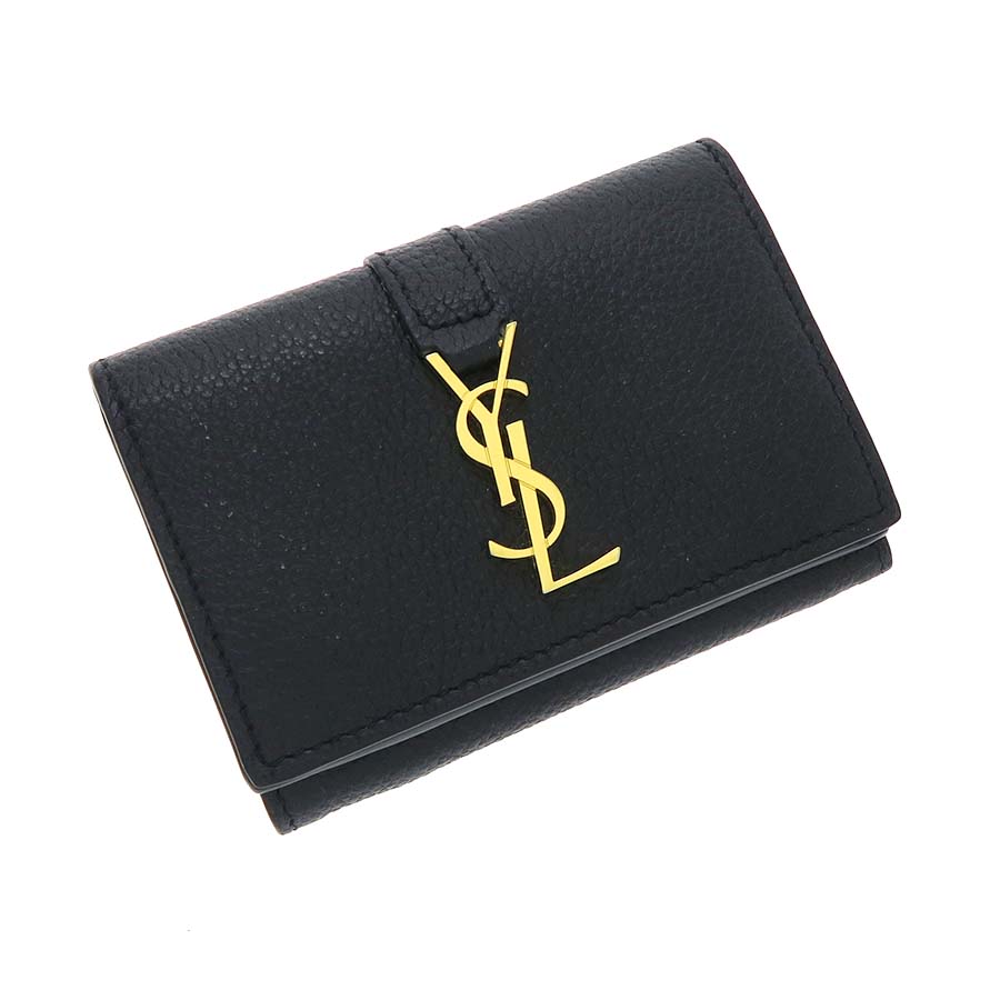 SAINT LAURENT サンローラン レザー オリガミ タイニーウォレット 三つ折り コンパクト財布 669959 ブラック by