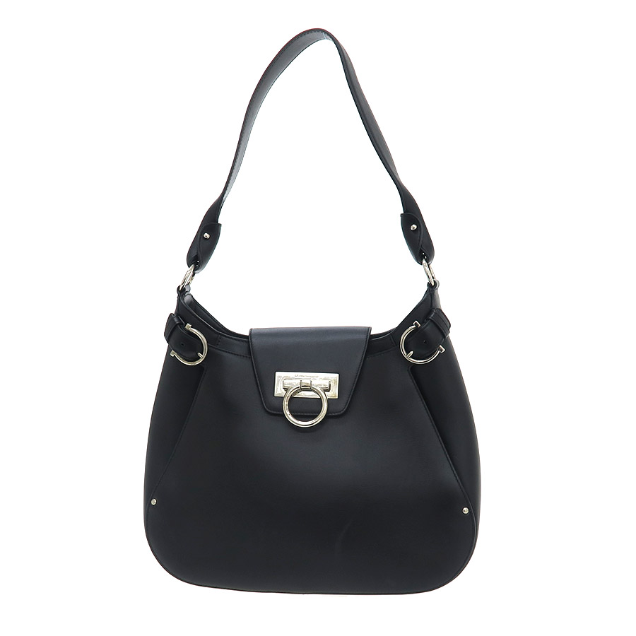 ☆美品☆フェラガモ ミニボストン　ワンショルダー ガンチーニ シルバー金具 ☆美品☆フェラガモ ミニボストン ワンショルダー ガンチーニ