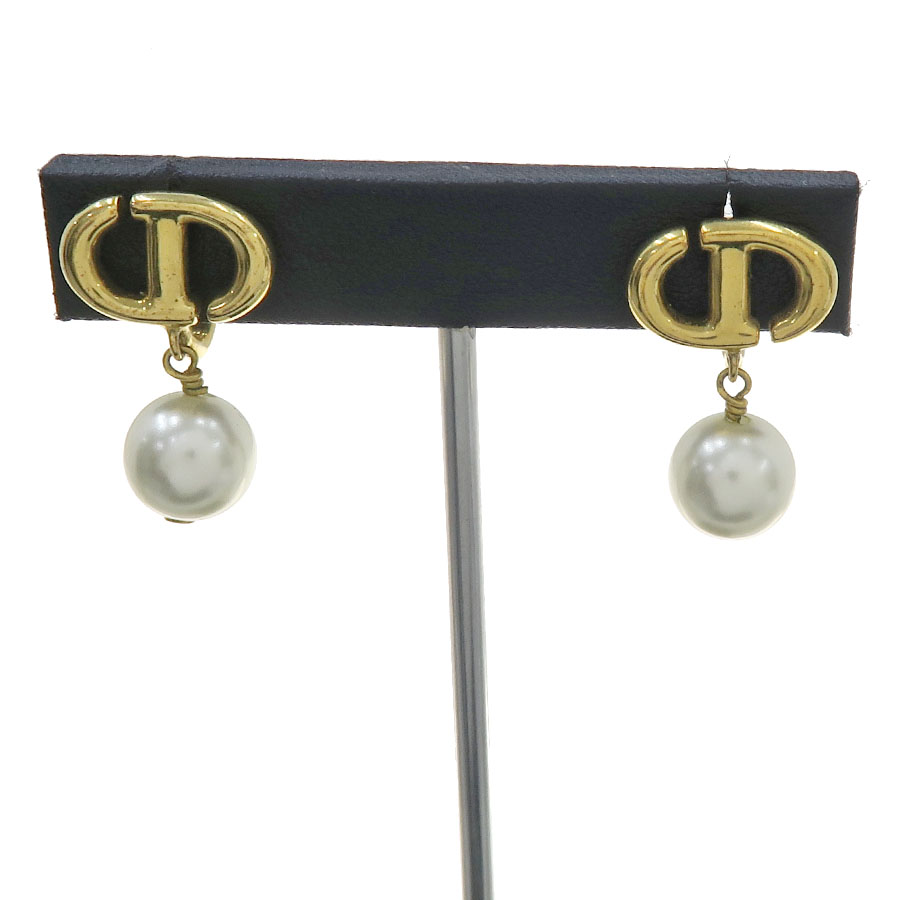 CD Navy クリップイヤリング