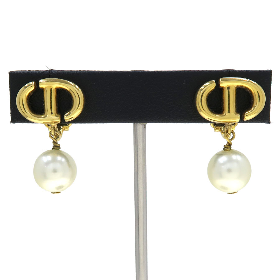 CD Navy クリップイヤリング