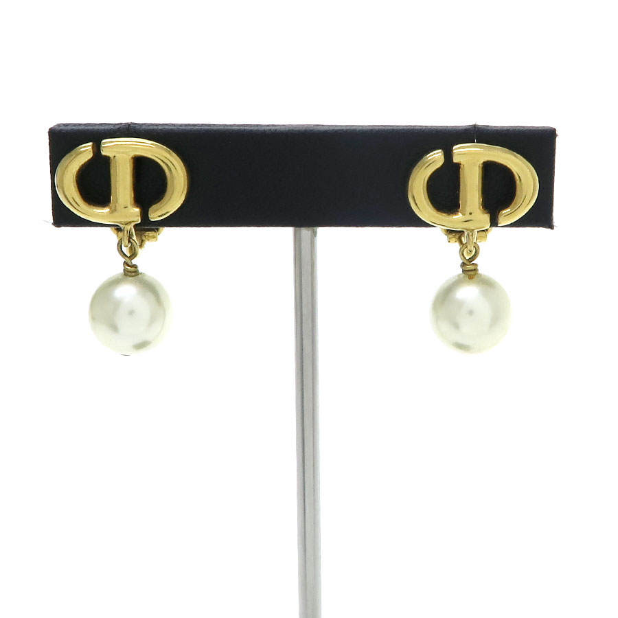 CD Navy クリップイヤリング