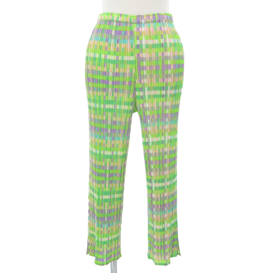 イッセイミヤケ プリーツプリーズスリムフィットパンツ サイズ1 ダークグリーン PLEATS PLEASE プリーツプリーズ イッセイミヤケ PP73-JF243