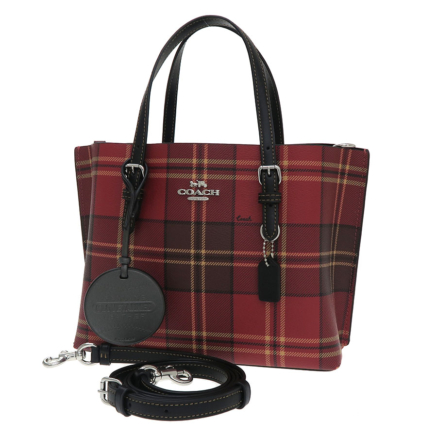 COACHモリー トート 25・タータン プラッド 有り難う プリント